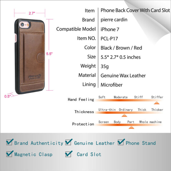 iPhone 7/8 bőrtok/hátlapvédő kártya tartóval - Image 17