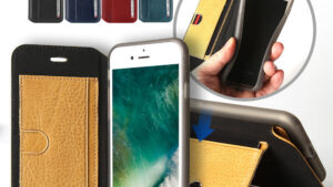 iPhone 7/8 bőrtárcatok kártya zsebbel és állvány funkcióval