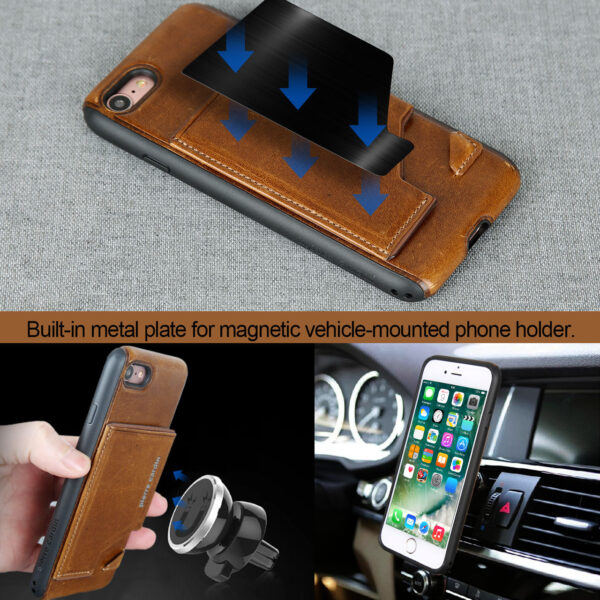 iPhone 7 Plus / 8 Plus hátlapvédő eredeti bőr kártya tartoval - Image 7